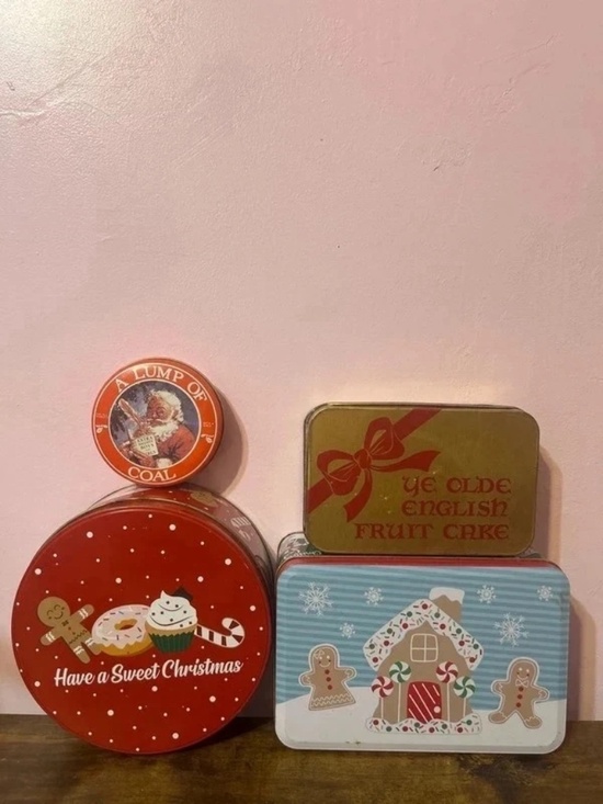 Other - Vtg ModernChristmas Metal Gift Holiday Grandmacore Collectible Tins Set Of 4
